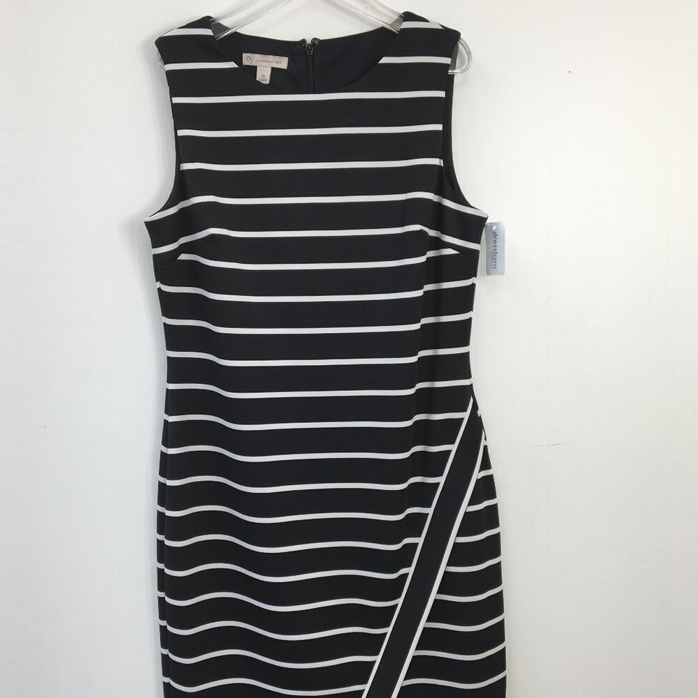 DB Established 1962 Sleeveless Asymmetrical Black & White Stripe Dress Sz 10 NEW
